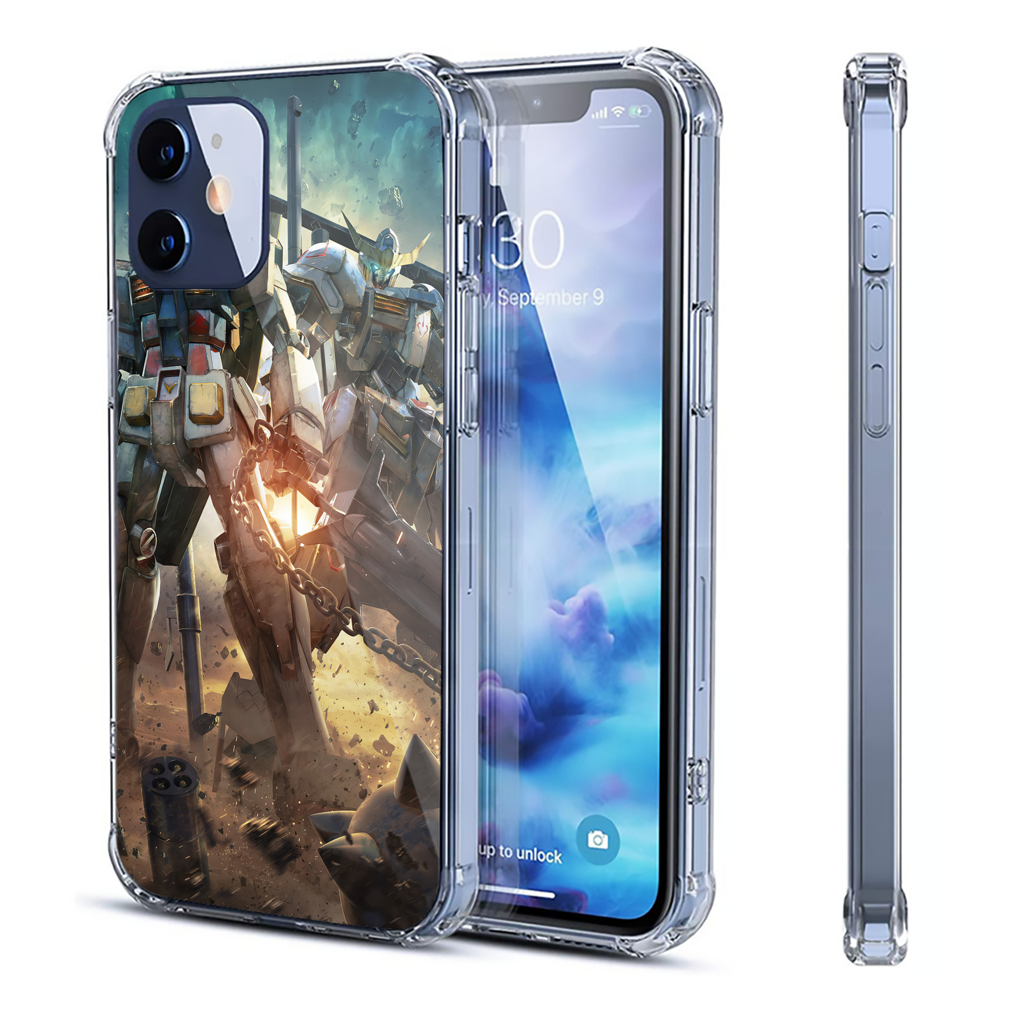 （画像用） 機動戦士ガンダム Mobile Suit Gundam 【iPhone 12シリーズ対応】透明スマホケース（クリアソフトケース）